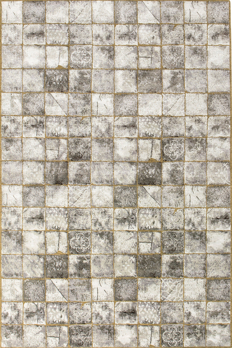 Tapis gris en coton et laine - Ceramique Ciment - 1 - Toulemonde Bochart