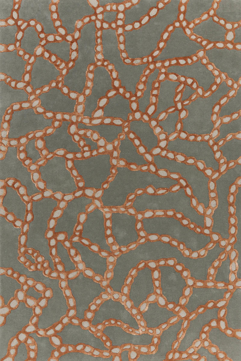 Tapis brique en laine et viscose - Fossiles Cuivre - 1 - Toulemonde Bochart