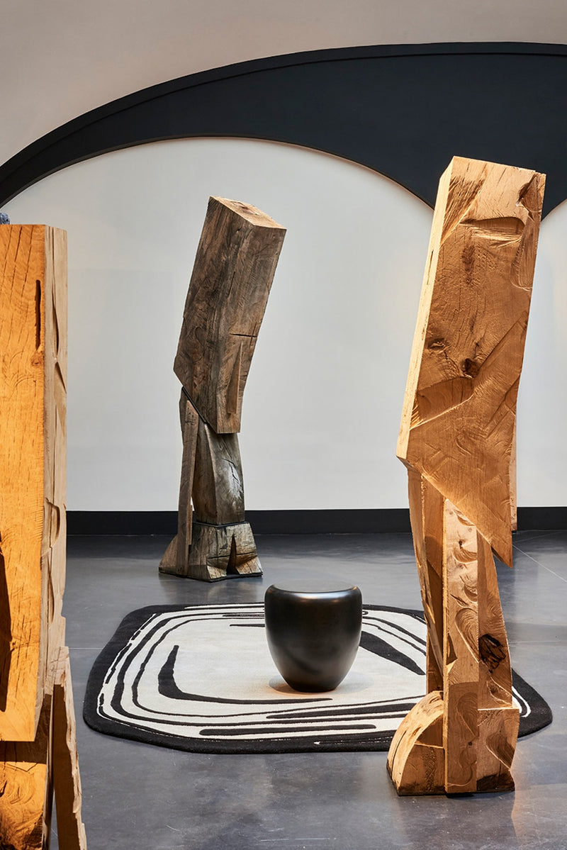 Tapis noir et blanc en laine et viscose - Fragment Noir Blanc - 2 - Toulemonde Bochart