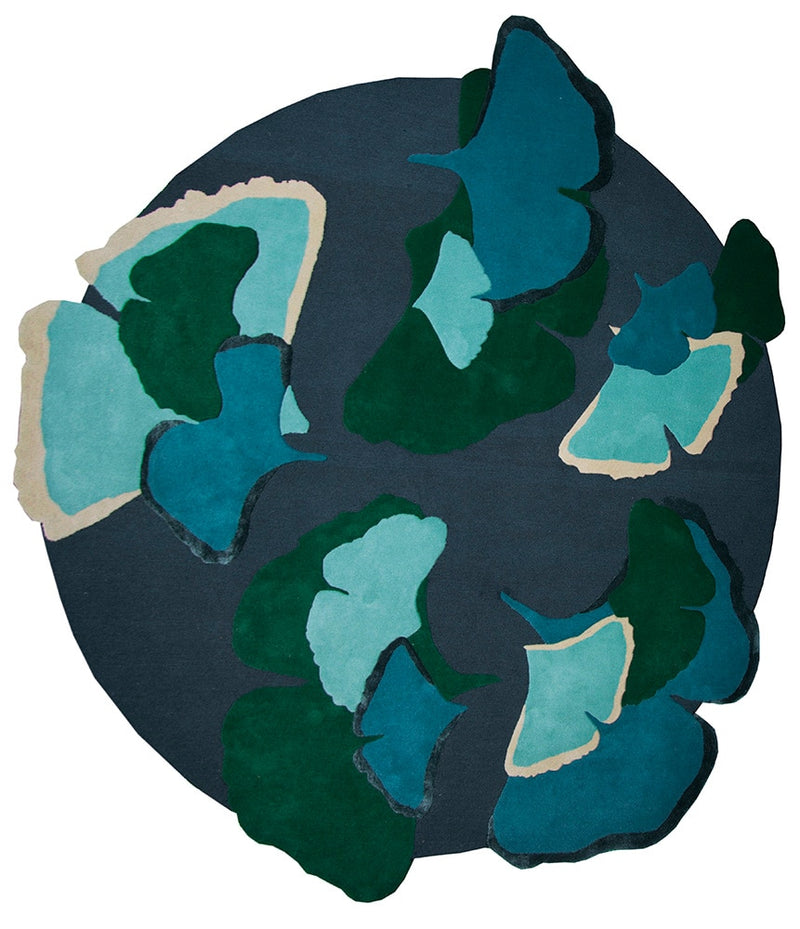Tapis vert en laine et viscose - Ginkgo Foret Rond - 1 - Toulemonde Bochart