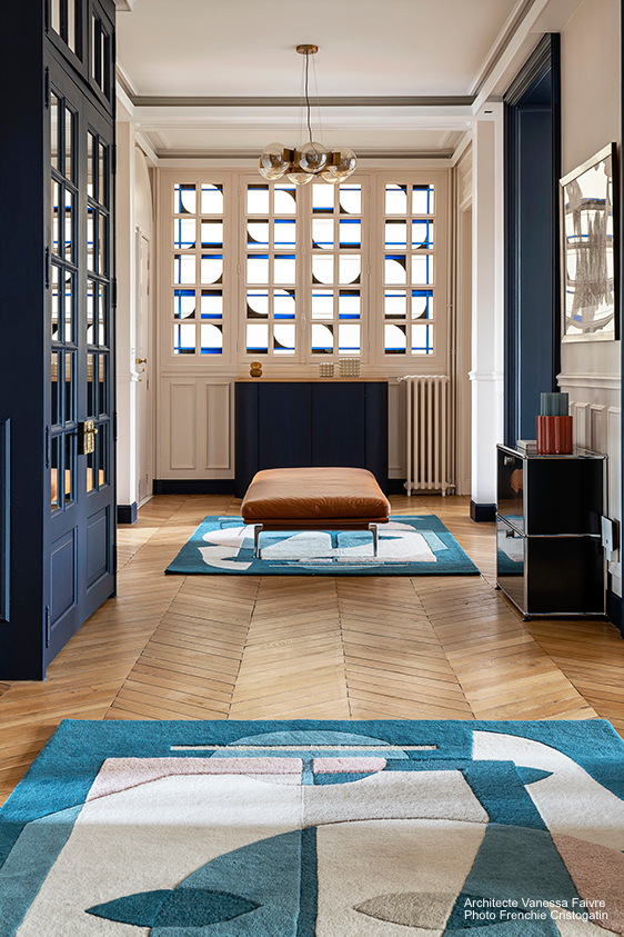 Tapis bleu en laine - Aduma Nuit - 3 - Toulemonde Bochart