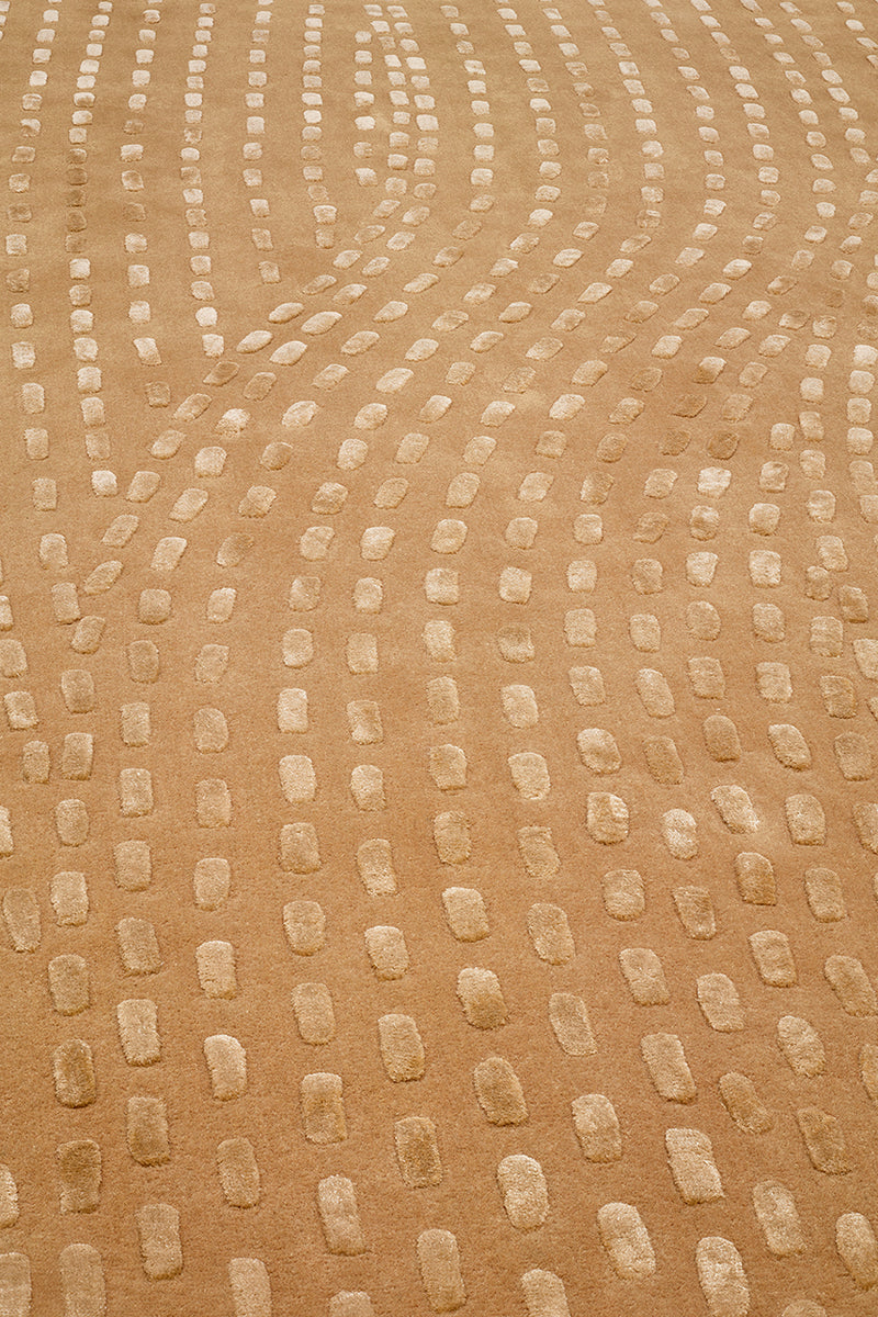 Tapis beige en laine tencel - Kantha Beige - 5 - Toulemonde Bochart