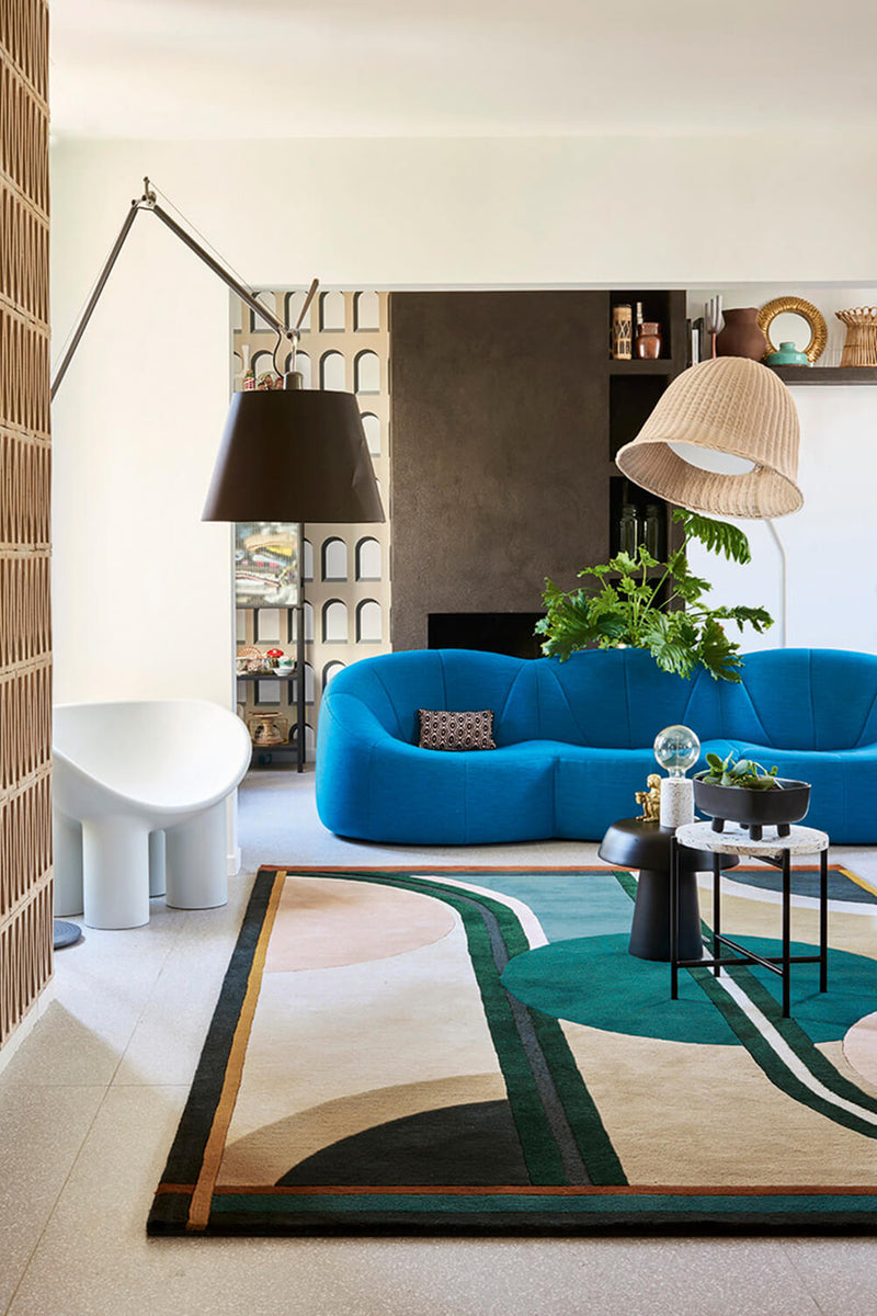 Tapis bleu vert en laine - Sonia Multi - 2 - Toulemonde Bochart