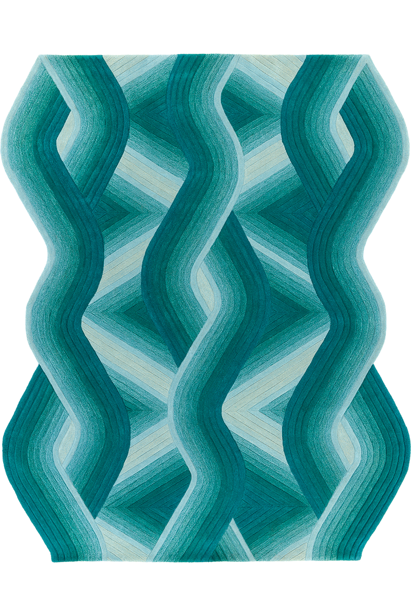 Tapis bleu en laine - Flow Aqua - 1 - Toulemonde Bochart