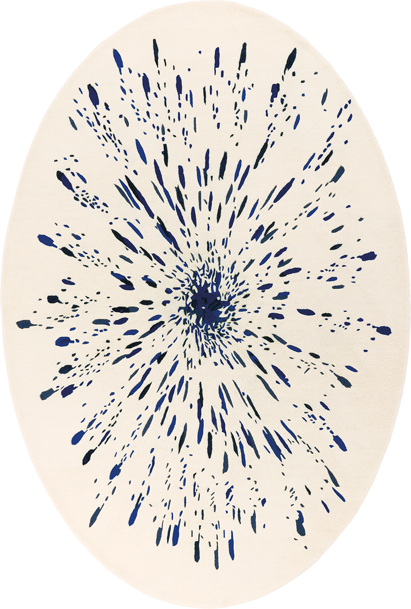 Tapis beige en laine viscose - Paint Oval Bleu - 1 - Toulemonde Bochart