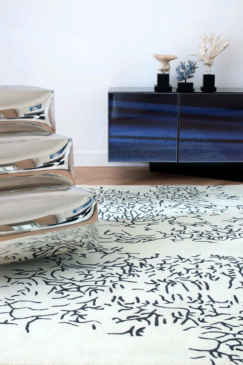Tapis noir et blanc en laine - Nature Negatif - 2 - Toulemonde Bochart