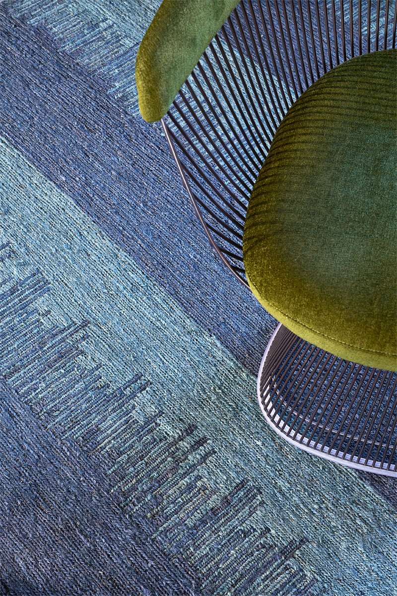 Tapis bleu 100% golden jute - Almonia Bleu - 4 - Toulemonde Bochart