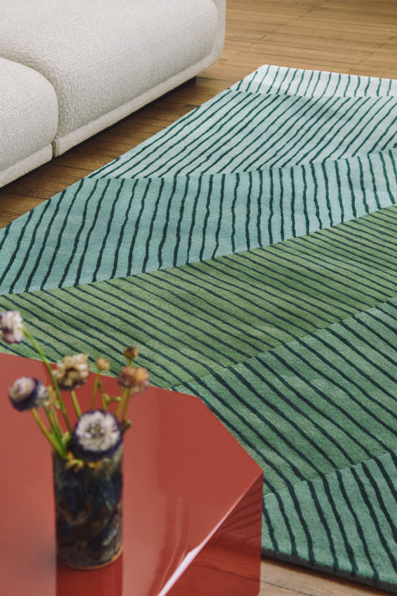 Tapis bleu en laine - Ammonite Abysse - 4 - Toulemonde Bochart