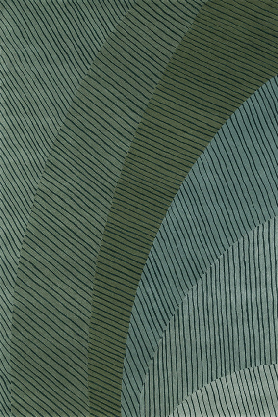 Tapis bleu en laine - Ammonite Abysse - 1 - Toulemonde Bochart