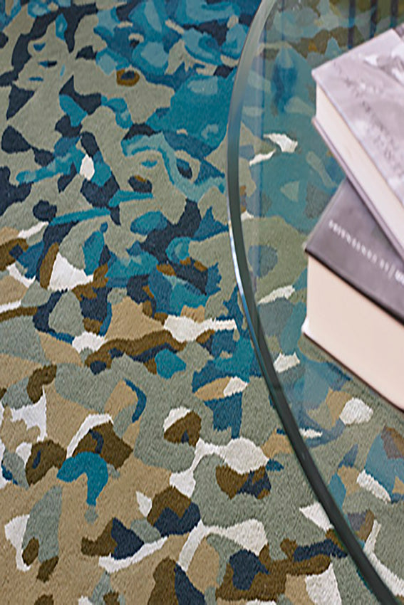 Tapis vert en laine et viscose - Apidea Bleu vert - 3 - Toulemonde Bochart