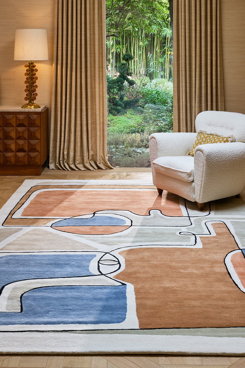 Tapis bleu en laine et viscose - Bleu des yeux Multi - 2 - Toulemonde Bochart