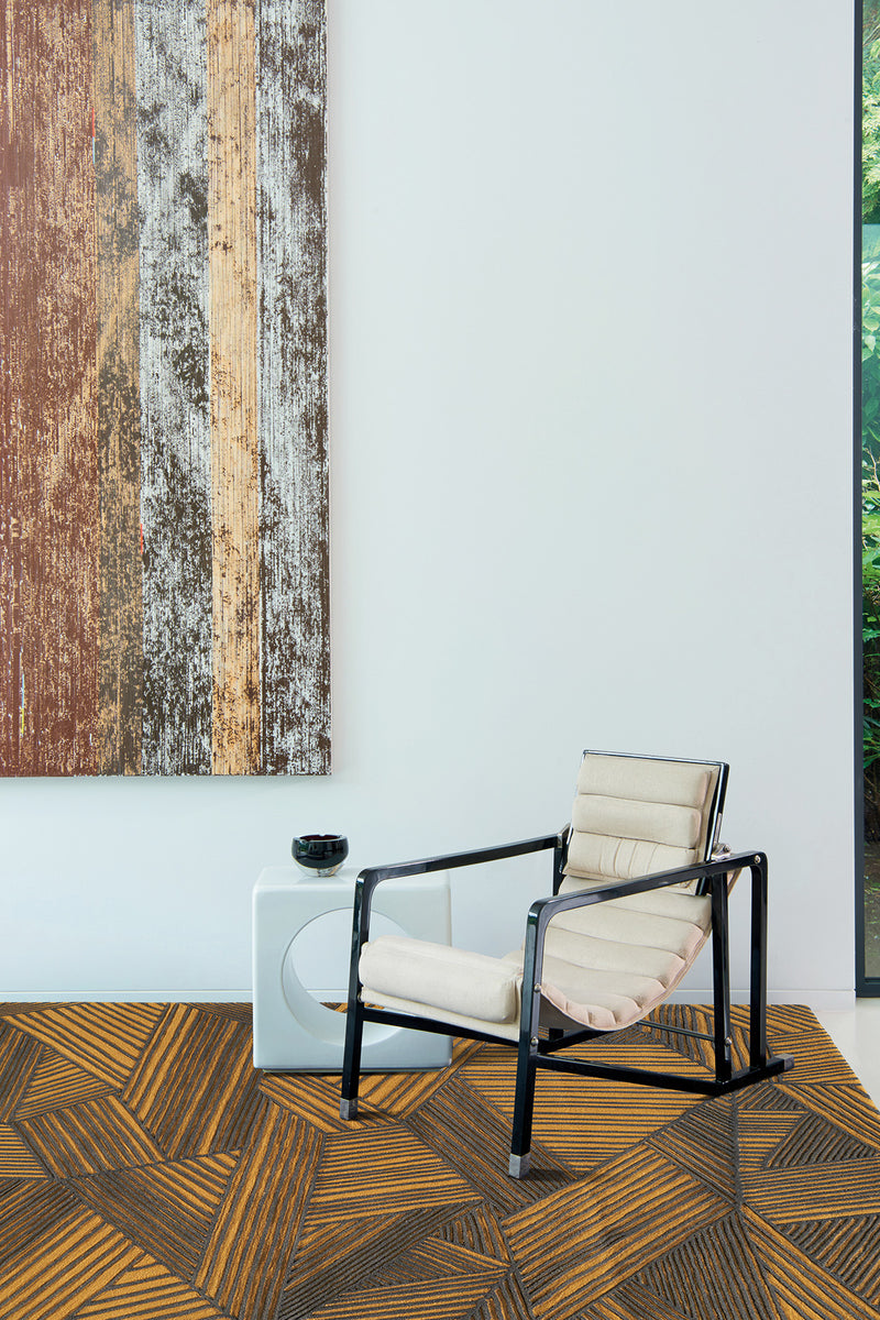 Tapis jaune en laine - Intreccio Safran - 3 - Toulemonde Bochart