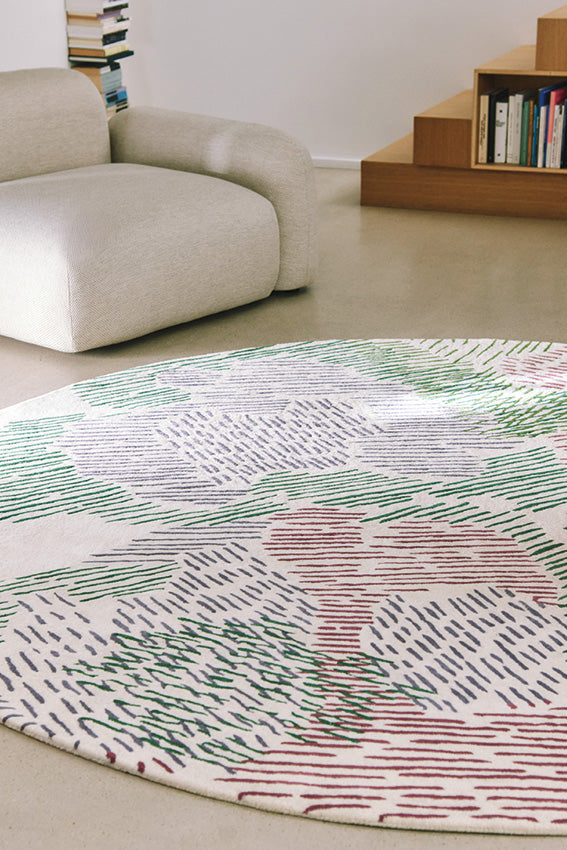 Tapis multicolore en laine - Paysage Rond Printemps - 2 - Toulemonde Bochart