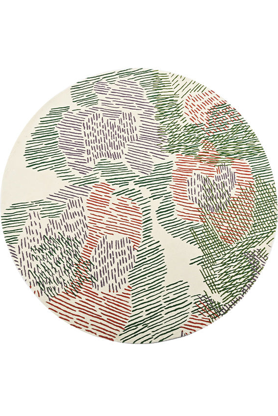 Tapis multicolore en laine - Paysage Rond Printemps - 1 - Toulemonde Bochart