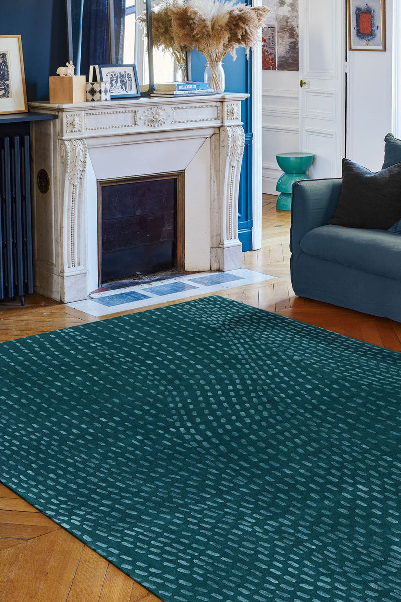 Tapis vert en laine tencel - Kantha Émeraude - 2 - Toulemonde Bochart