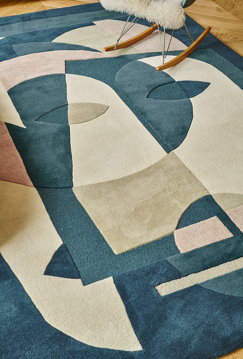 Tapis bleu en laine - Aduma Nuit - 4 - Toulemonde Bochart