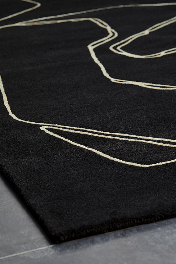 Tapis noir en laine et viscose - Amalgame Noir - 3 - Toulemonde Bochart