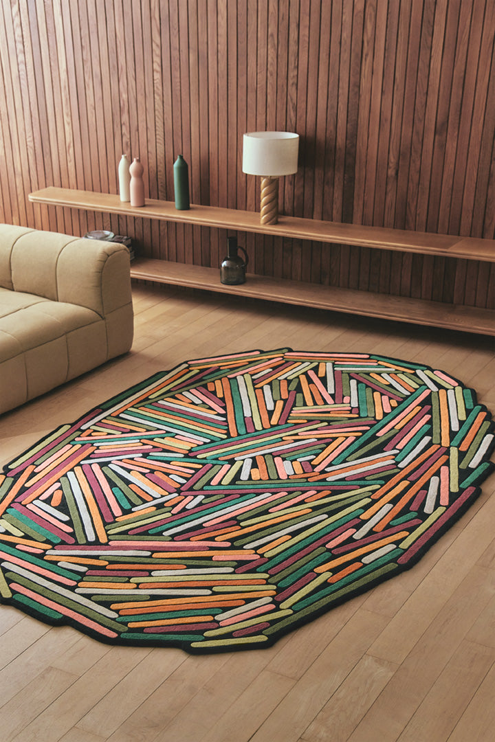 Tapis multicolore printemps en laine - Brindilles Printemps - 2 - Toulemonde Bochart