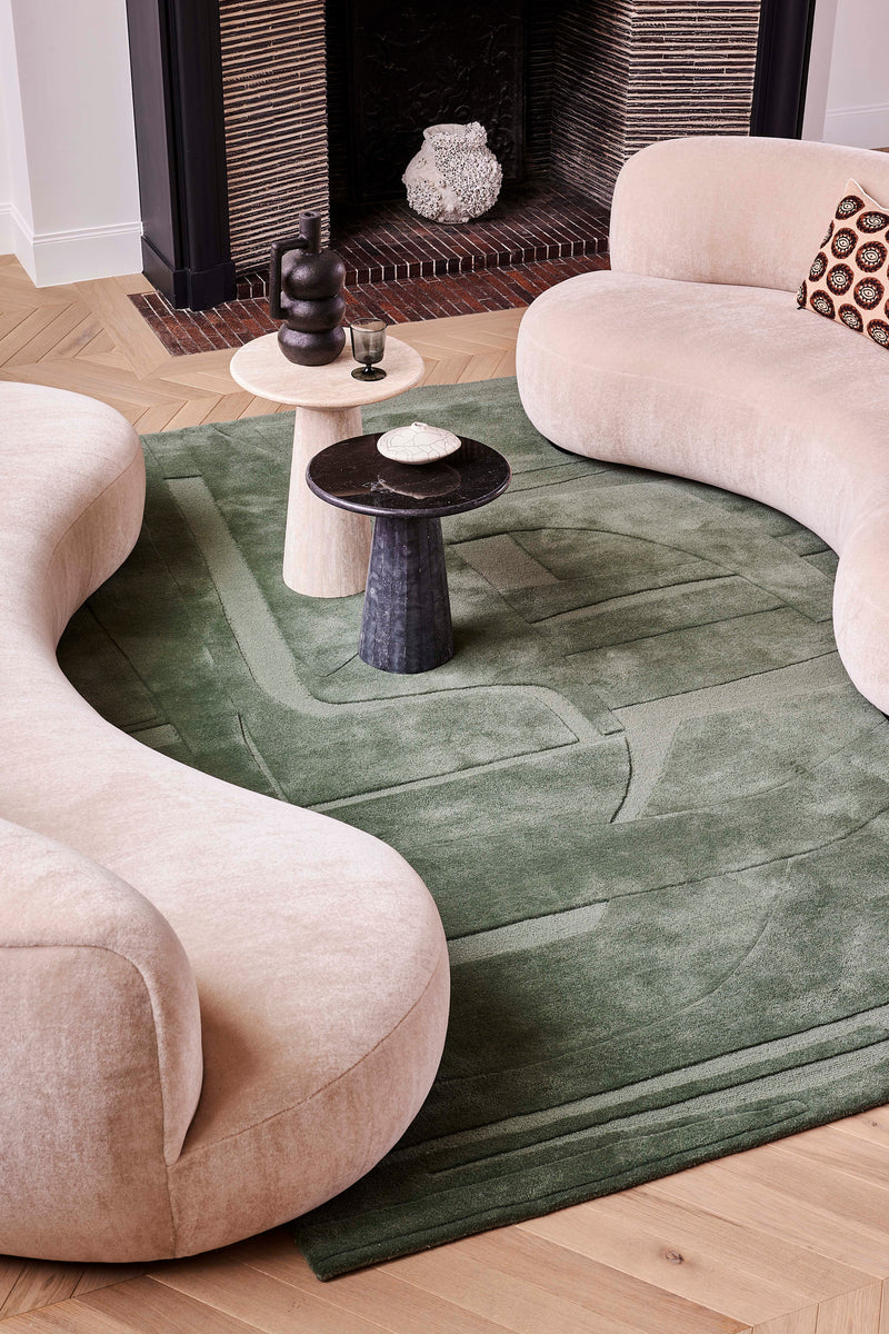 Tapis vert en laine - Collage Sauge - 2 - Toulemonde Bochart