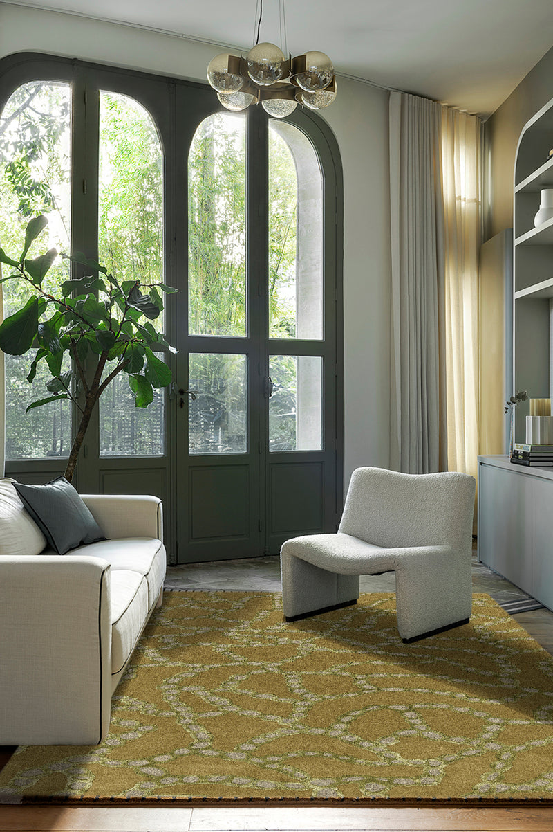 Tapis vert en laine et viscose - Fossiles Olive - 2 - Toulemonde Bochart