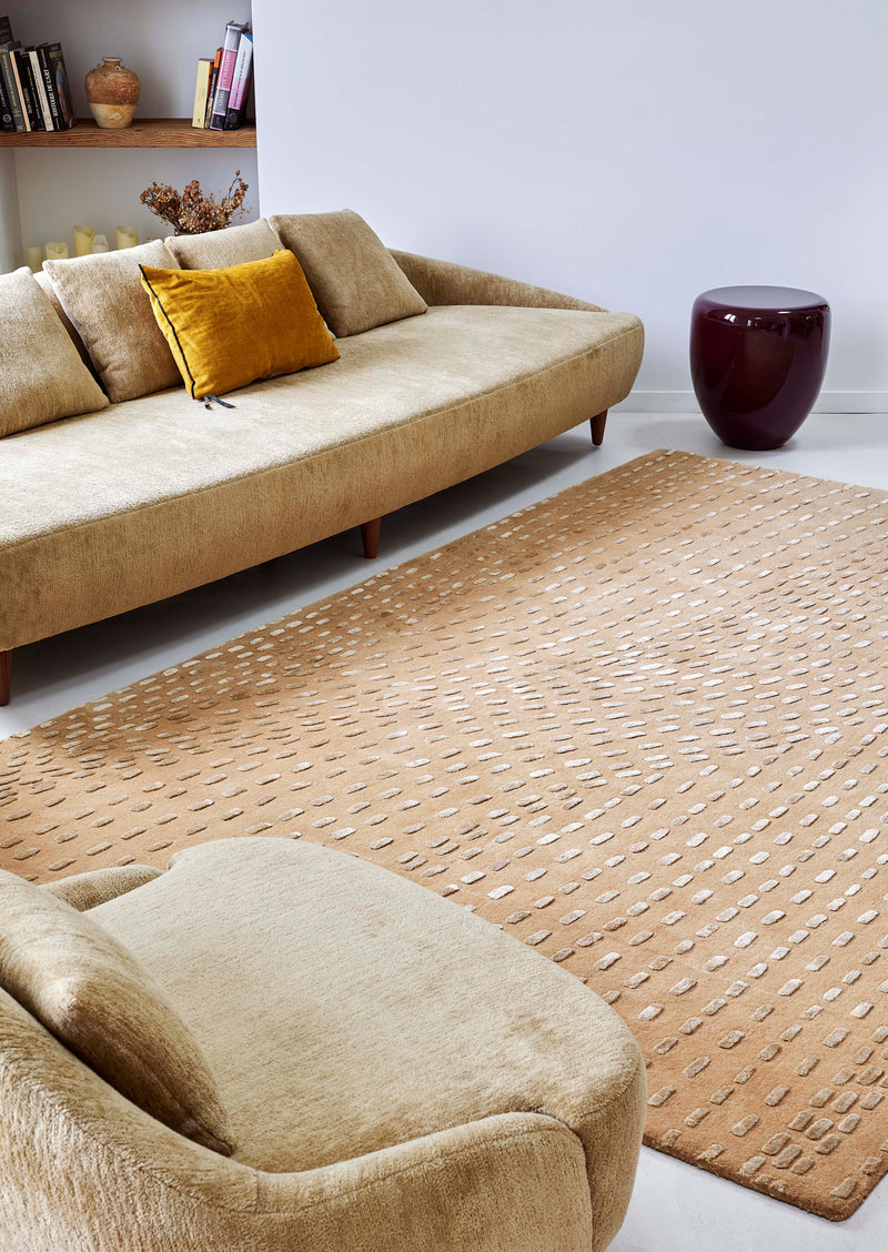 Tapis beige en laine tencel - Kantha Beige - 3 - Toulemonde Bochart