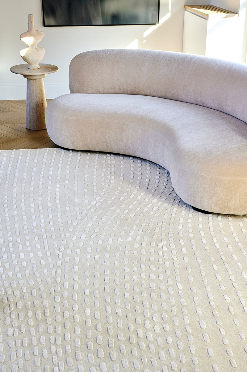 Tapis blanc en laine tencel - Kantha Blanc - 2 - Toulemonde Bochart