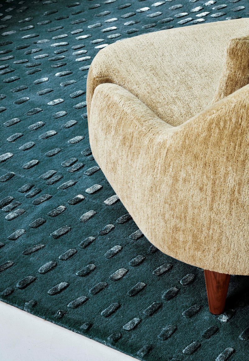 Tapis vert en laine tencel - Kantha Émeraude - 3 - Toulemonde Bochart