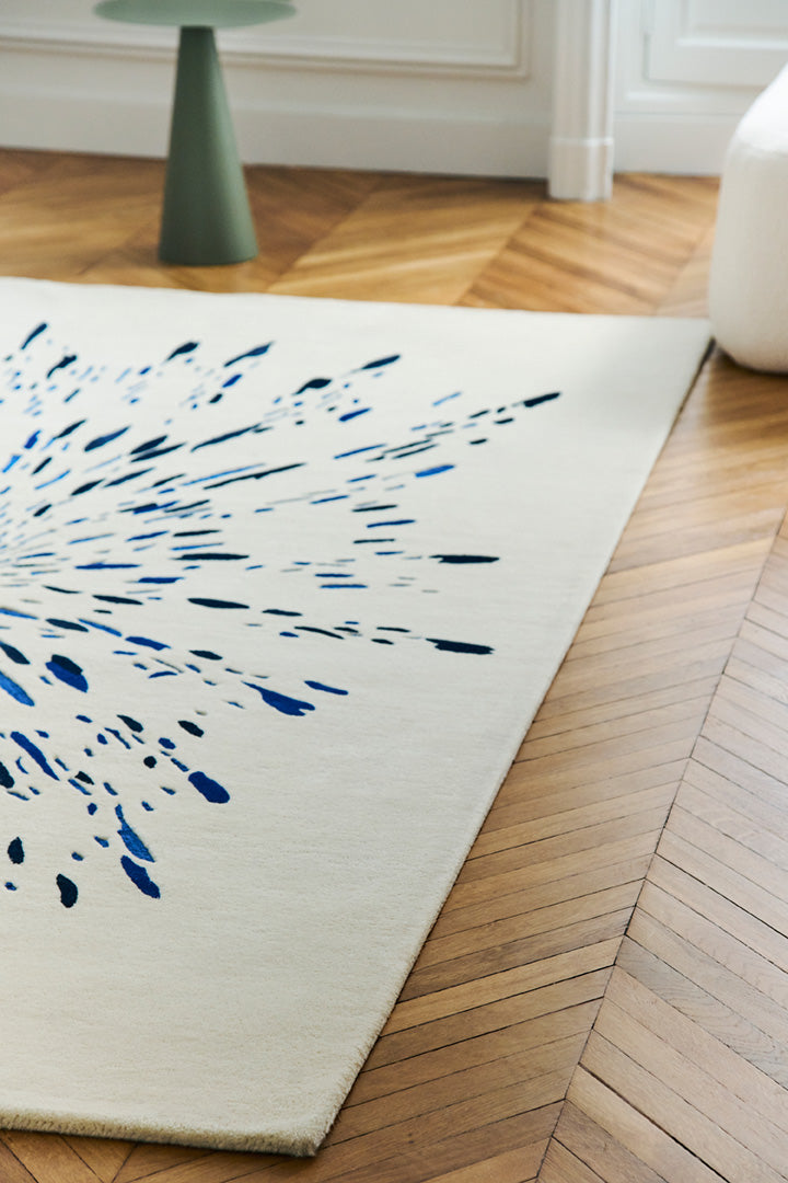 Tapis beige en laine viscose - Paint Blanc Bleu - 3 - Toulemonde Bochart