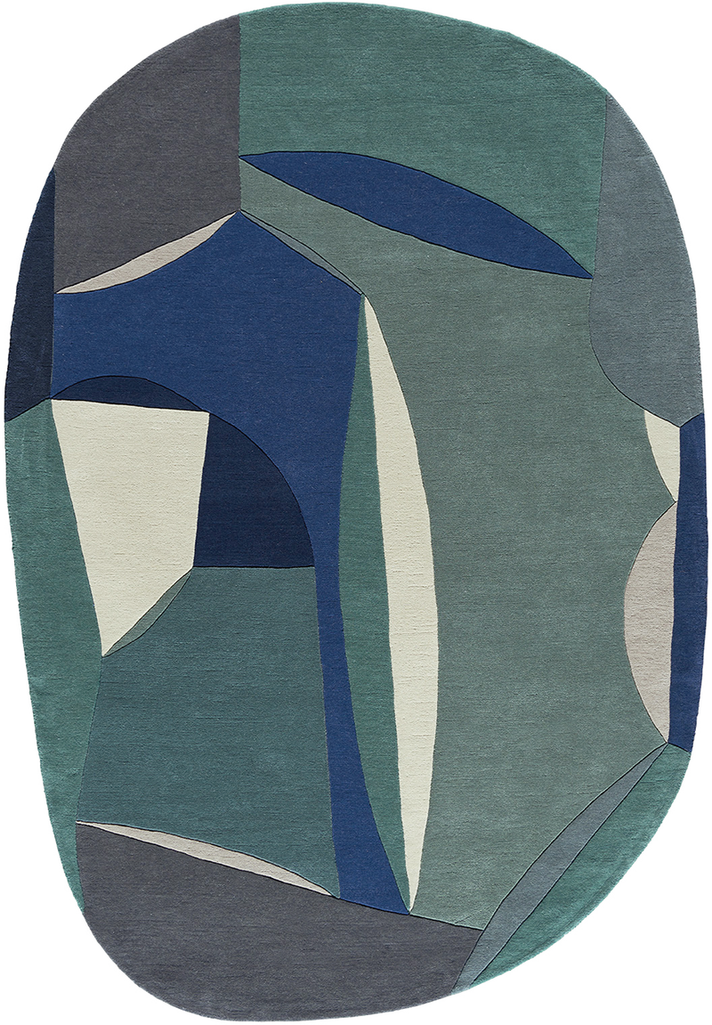 Tapis bleu en laine - Polia Shape Hiver - 1 - Toulemonde Bochart
