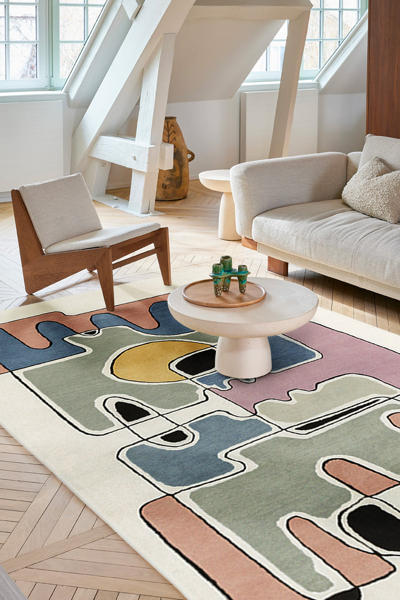Tapis multicolore en laine et viscose - Tête À Tête Multi - 2 - Toulemonde Bochart