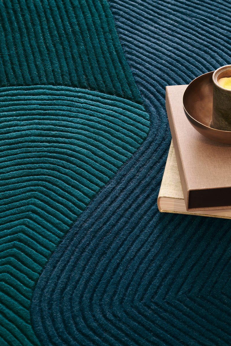 Tapis bleu en laine - Tumulus Bleu - 3 - Toulemonde Bochart