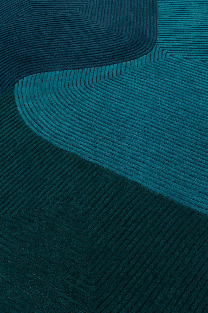 Tapis bleu en laine - Tumulus Bleu - 4 - Toulemonde Bochart
