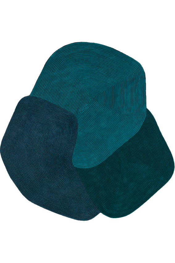 Tapis bleu en laine - Tumulus Bleu - 1 - Toulemonde Bochart
