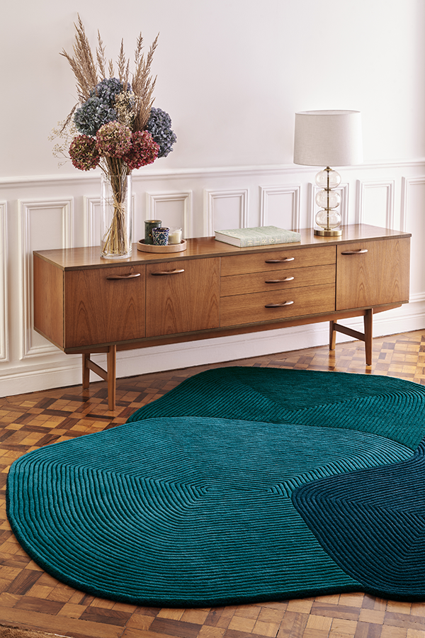 Tapis bleu en laine - Tumulus Bleu - 2 - Toulemonde Bochart
