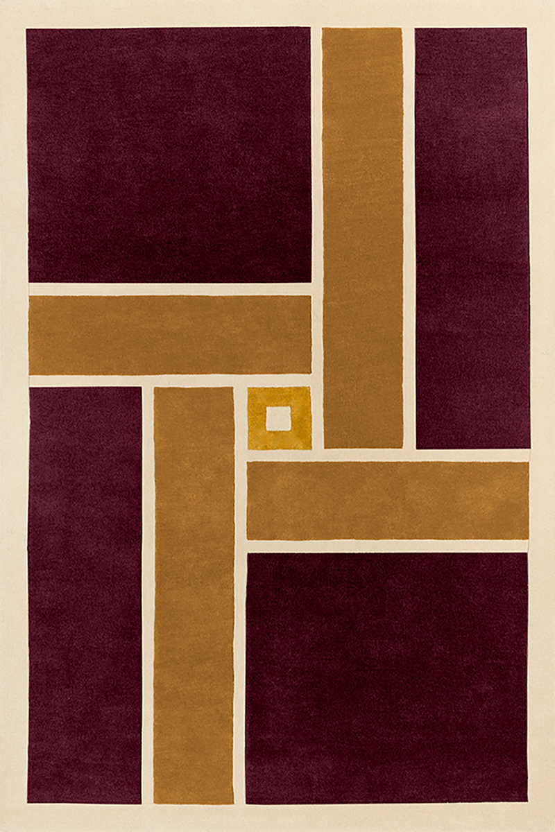 Tapis rouge en laine et viscose - Vintage Bordeaux - 1 - Toulemonde Bochart