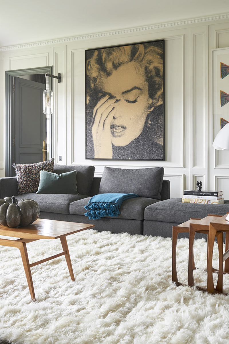 Tapis blanc en peau lainée - Toison Ecru - 2 - Toulemonde Bochart