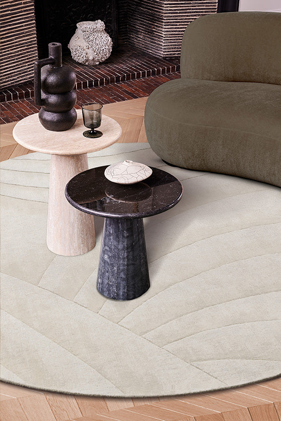 Tapis blanc en laine - Volute Rond Ecru - 2 - Toulemonde Bochart