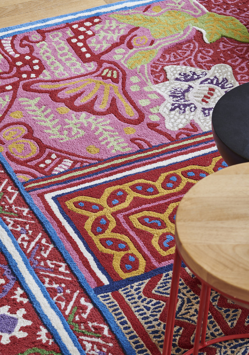 Tapis rouge en laine et viscose - Baya Multi rouge  - 4 - Toulemonde Bochart