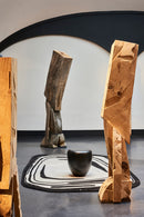 Tapis noir et blanc en laine et viscose - Fragment Noir Blanc  - 2 - Toulemonde Bochart