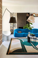 Tapis bleu vert en laine - Sonia Multi  - 2 - Toulemonde Bochart