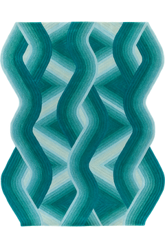 Tapis bleu en laine - Flow Aqua - 1 - Toulemonde Bochart