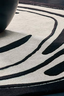 Tapis noir et blanc en laine et viscose - Fragment Noir Blanc  - 3 - Toulemonde Bochart