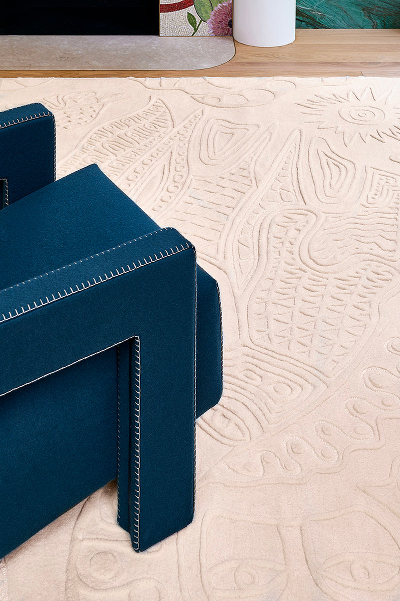 Sabbia : tapis blanc en laine tufté main